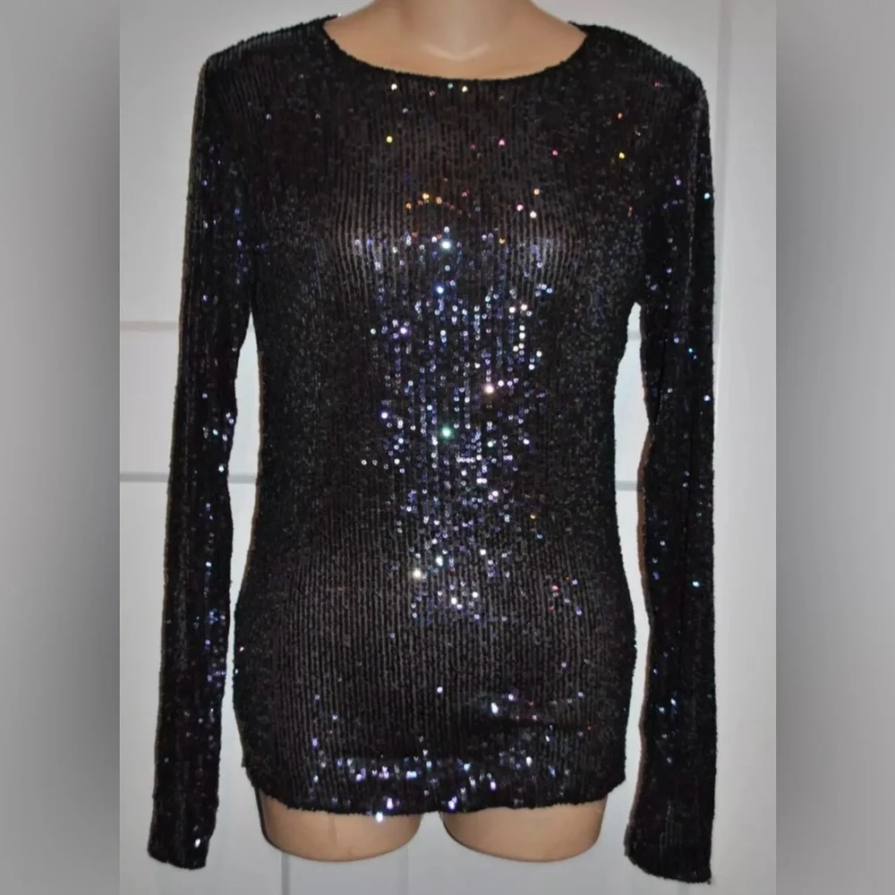 FREE PEOPLE Gold Rush Sequin Long Sleeve Top size XS Multi Colored NWT